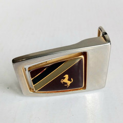 Rare 70s Ferrari Men&rsquo;s Metal Autogrip Belt Buckle Gold Black Red Car Geometric