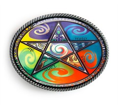 Wiccan Belt Buckle – Elements Pentacle Magic Pentagram Belt Buckle – 311