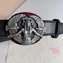 Vintage 1991 Siskiyou Eagle Spirit Native American Pewter Belt Buckle Black 30