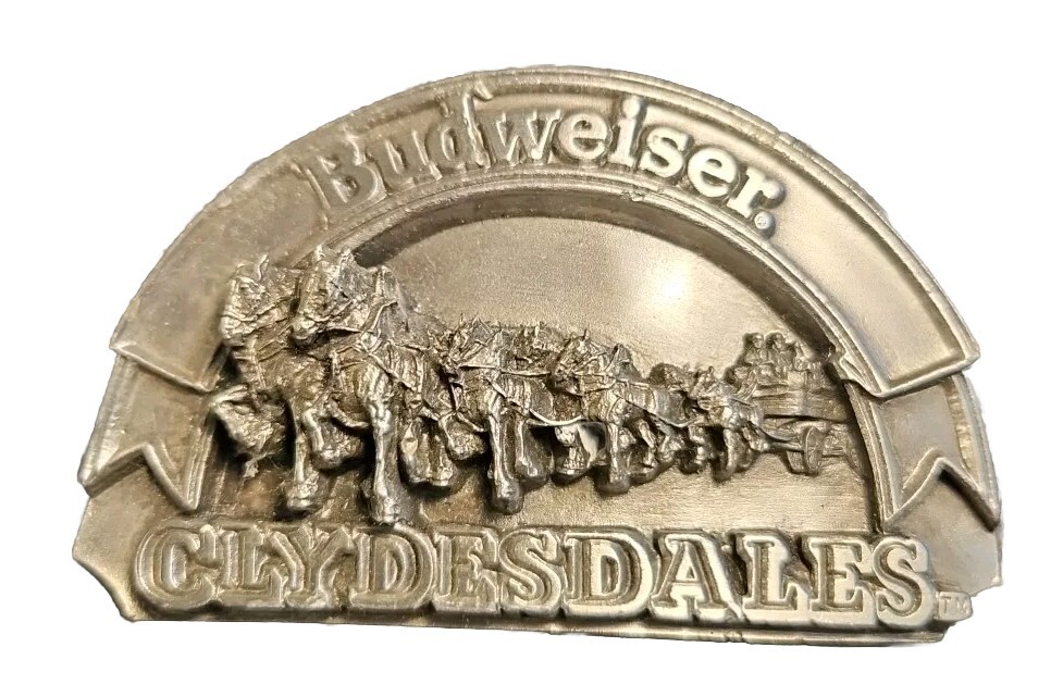 1989 Vintage Budweiser Beer Clydesdales Anhauser Collectible Belt Buckle