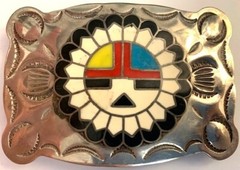 Vintage B-K Silversmiths Native American Headdress Ag-Ni BELT BUCKLE 3.75 x 2.5
