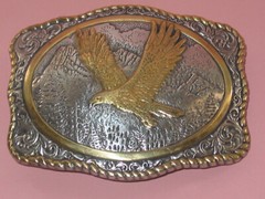 CRUMRINE Silver Plate & Gold Wash Flying Eagle Belt Buckle