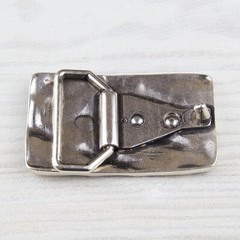 Industrial Grid Belt Buckle Rectangular Antique Silver Lattice Design Mens