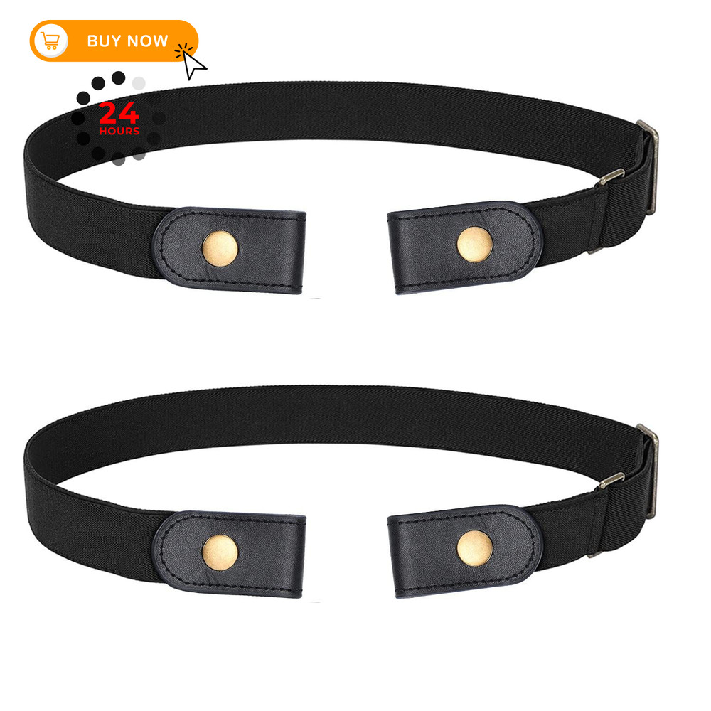 WERFORU 2 Pack No Buckle Suit for pants size 30&Prime;-48&Prime;, H-2 Pack-black+black