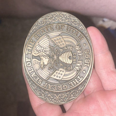 Bergamot Brass Works Utah State Seal 1896 Oval Engraved Belt Buckle 1.5&Prime;