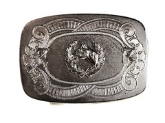 Silvertone Horse Wreath Belt Buckle By HOOK-FAST REG. U.S. PAT. OFF. 42216
