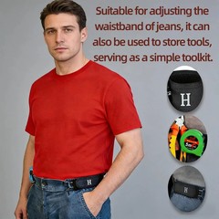 2PCS Tactical Metal Hook Elastic Belt Buckle-Less Invisible Waist Belt Closure