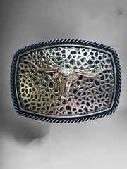 Long Horn Bull Cowboy Western Belt Buckle Hebilla Vaquera Rodeo Cuernos De Toro