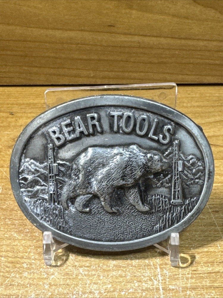 Vintage Bear Tools Belt Buckle Oilfield Drilling Rig Century Canada Grizzly