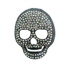 Skeleton Pirate Skull Mask Tattoo Biker Clear Rhinestone Fashion Belt Buckle