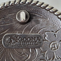 Nocona Belt Buckle Cowboy Horse Prayer Silver-toned Religious Rodeo Leather Belt