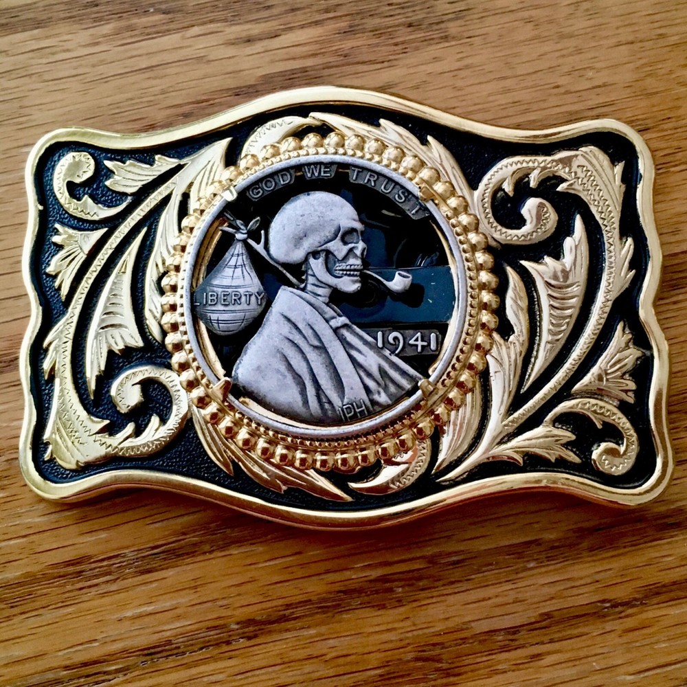 Unique Abraham Lincoln Skull Hobo Nickel Cut Out Coin Design Belt Buckle