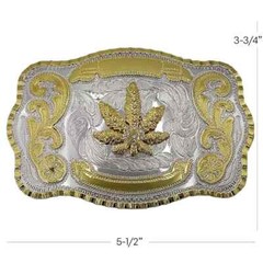 Oversize LARGE MARIJUANA Leaves Belt Buckle all Metal Silver Gold finish kush
