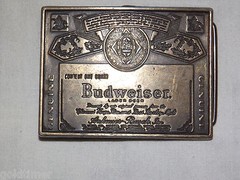VINTAGE GENUINE BUDWEISER BEER BELT BUCKLE