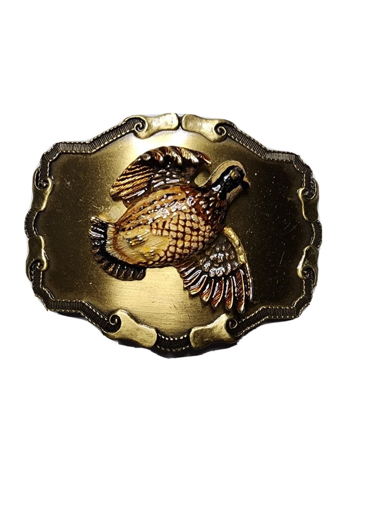 Vintage 70s Brass 3D Quail Bird Belt Buckle Raintree Jewelry & Co Western Cowboy