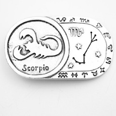 Gemini Zodiac Belt Buckle Antique Silver Rectangle Astrology Style