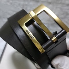 GUCCI Pre-Owned Leather Belt Gold Hardware Brown