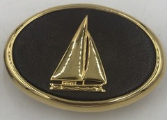 Vintage Sail Boat Belt Buckles Solid Brass Leather 24K G. Fin. & Silver Finish