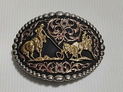 MONTANA SILVERSMITHS Tri Color Cowboy UP & Tri Color Horse & Ruby BUCKLES