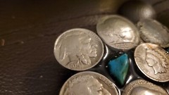 BUFFALO NICKEL COIN BELT BUCKLE WITH TURQUOISE Make Offer