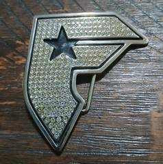 Famous Stars and Straps Belt Buckle Rhinestone Bling F Logo Y2K Travis Barker