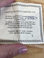 USA Constitution 200th Anniversary Commemorative Belt Buckle – Ltd Ed. w/ COA