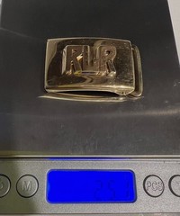 Men&rsquo;s 14K Solid Yellow Gold Belt Buckle, Has Block Monogram, 25.1 grams