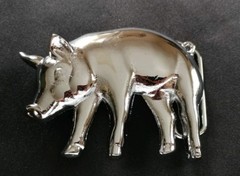 PIG FARMER HOG FARM ANIMAL CHROME PLATED SHAPED SOLID BRASS BELT BUCKLE BARON