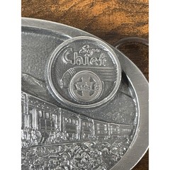 Vintage &rsquo;88 Santa Fe Super Chief Railroad Pewter Belt Buckle C&J Inc CJ 1172 USA