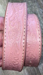 Horse Shoe Pink Tooled Leather Belt Buckle Barrel Rider Rodeo 26 Cowgirl Country