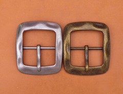 Vintage Silver Square Center Bar Pin Buckle for Leathercraft Belt Fit 40mm Strap