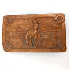 Bronc Riding Belt Buckle Horse Cowboy Ranch Rodeo Justin Boots Horseshoes Vtg