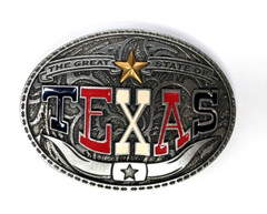 « THE GREAT STATE OF TEXAS » Belt Buckle, 1999, 4&Prime; x 3&Prime;, Metal, EJC, Never Worn
