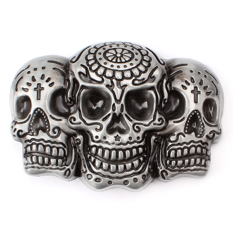 Skull Belt Buckle Western Cowboy Native American Motorcyclist (SK-15)