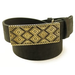 Handmade brass belt buckle « Krayka », Ukrainian ornamental buckle, woven buckle