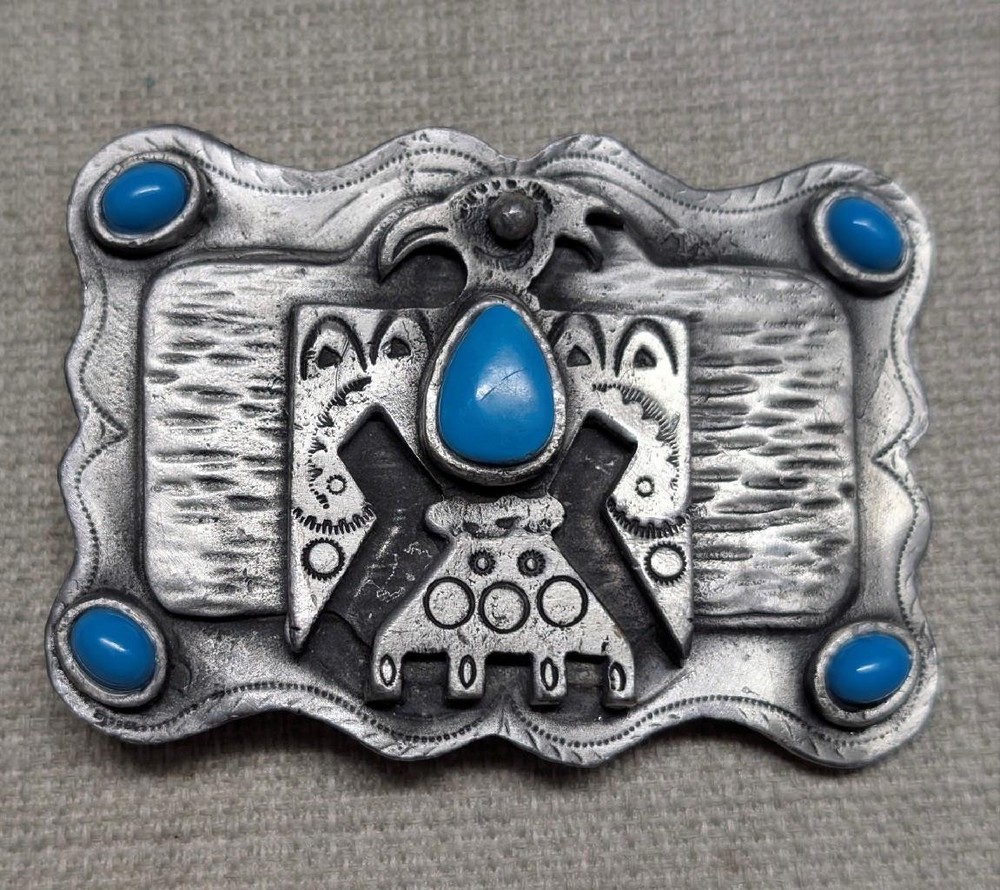 vintage NATIVE AMERICAN belt buckle INDIAN navajo SOUTHWESTERN cowboy