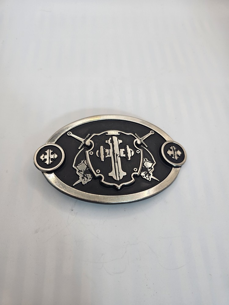 Swords & Cross Knight Shield Gothic Punk Rider Chrome Brand Belt Buckle #6216