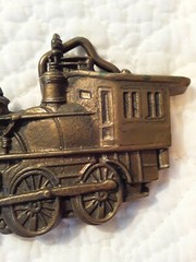 BBB Baron Solid Brass Train Engine Railroad Belt Buckle Vintage 1978 4.25×2.25&Prime;