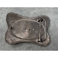 Vintage Western Silver Tone Lace Agate Stone Belt Buckle Scroll Floral Design