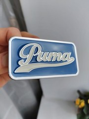 Vintage Puma Belt Buckle Blue White Enamel Script Logo Retro Sportswear Accessor