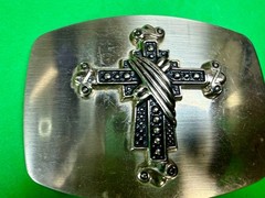 Gothic Medieval Centerpiece Iron Cross 3D Raised On Silver Color Belt Buckle