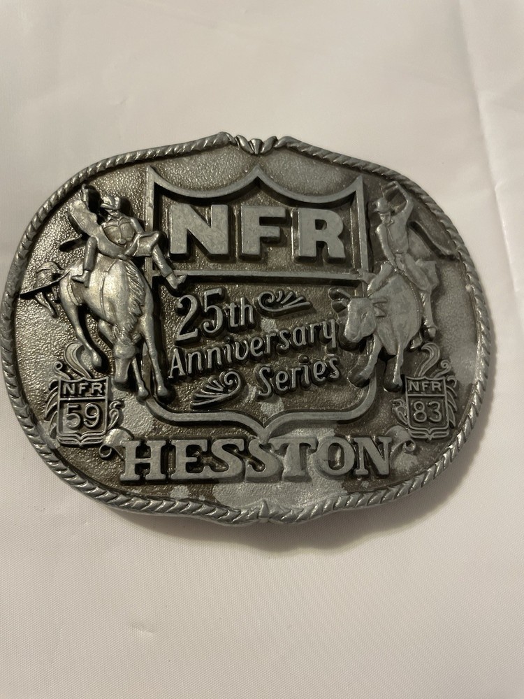 National Finals Rodeo Hesston 25th Anniversary NFR Adult Buckle VTG 1983