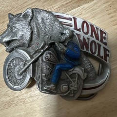 Pewter Belt Buckle Motorcycle Lone Wolf