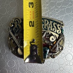 Vintage 1982 Bluegrass Music USA Belt Buckle Pewter Enamel Fiddle Banjo H918