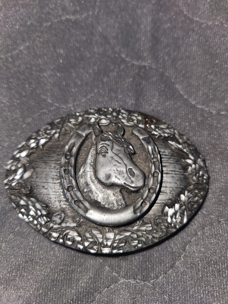 Belt Buckle w/horse and shoe, Cowboy & Rancher wear. Made in USA