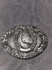 Belt Buckle w/horse and shoe, Cowboy & Rancher wear. Made in USA