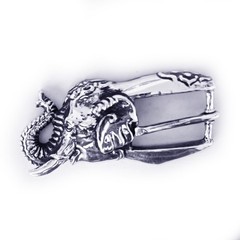Elephant Head Sterling Silver Belt Buckle