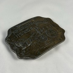 Vintage Bergamot Brass Works America’s Heroes Fire Dept Boston Brass Belt Buckle