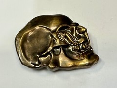 Bronze Tone Skull Head Creepy Halloween Vintage Belt Buckle