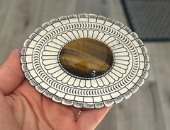 Western Large Tiger Eye Belt Buckle Cowboy Style 1.5 Inch Strap Rodeo Buckle